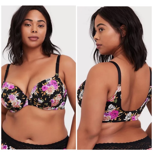 NWT Torrid Black Skull Floral Front Clasp bra - Picture 3 of 4